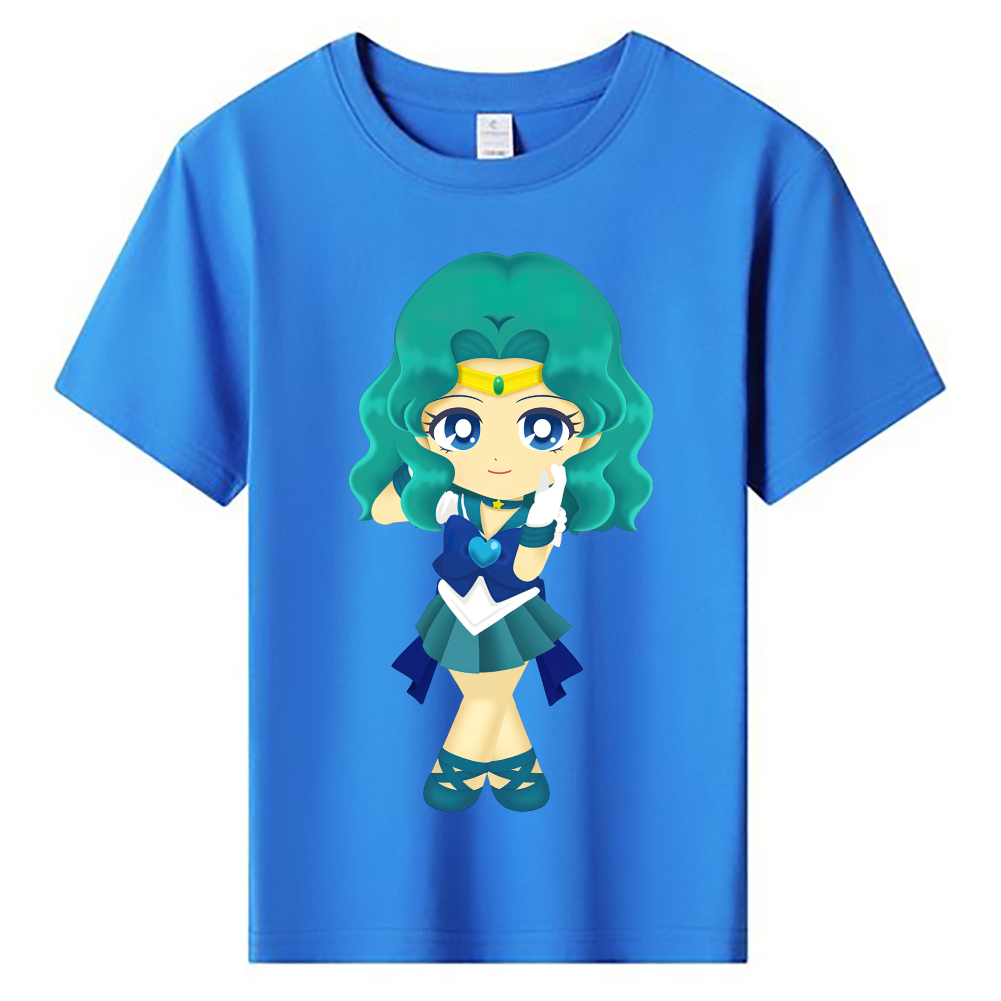 （画像用） 美少女戦士セーラームーン 海王 みちる（かいおう みちる） Sailor Moon Kaiou Michiru 綿100％キッズTシャツ（フロントプリント）